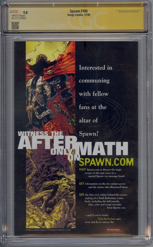 SPAWN #100 CGC 9.8 SS SIGNED TODD MCFARLANE COVER 1001