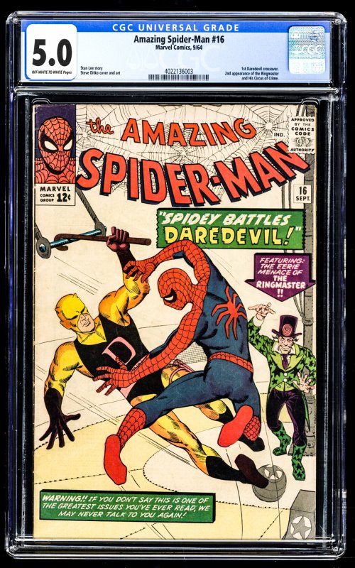 The Amazing Spider-Man #16 (1964) CGC Graded 5.0 - Spidey vs Daredevil!