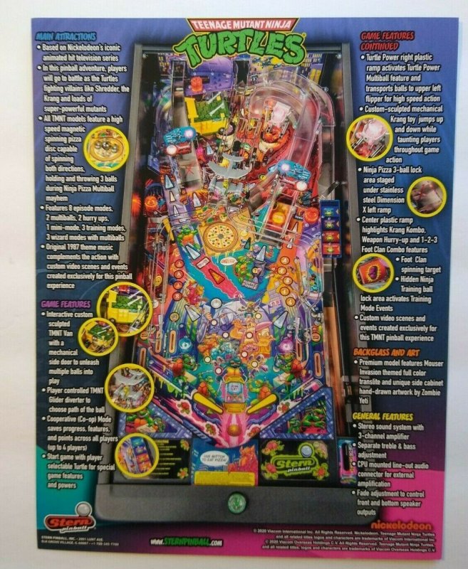 Teenage Mutant Ninja Turtles Premium Edition Pinball FLYER Art Game Sheet TNMT 