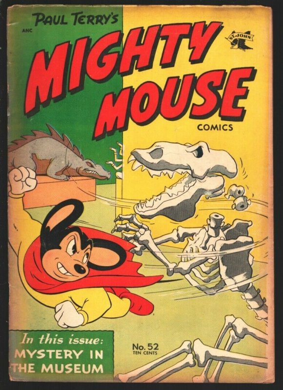 Mighty Mouse #52 1954-St. John-Mystery At The Museum-Dinosaur bones cover-R...
