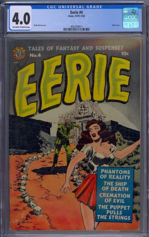 EERIE #4 CGC 4.0 SKULL COVER WALLY WOOD