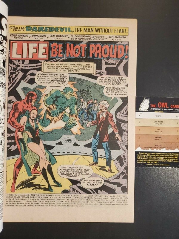Daredevil #106 (1973) F 6.0 Terrex Ramrod Black Widow Moondragon app|