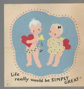 VALENTINES ANGEL BABIES Simple Great 7.5x7.5 #3415 Greeting Card Art LOT of 2