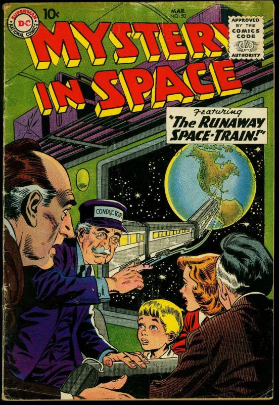 Mystery in Space #50 1959- DC Science Fiction Space Train G 