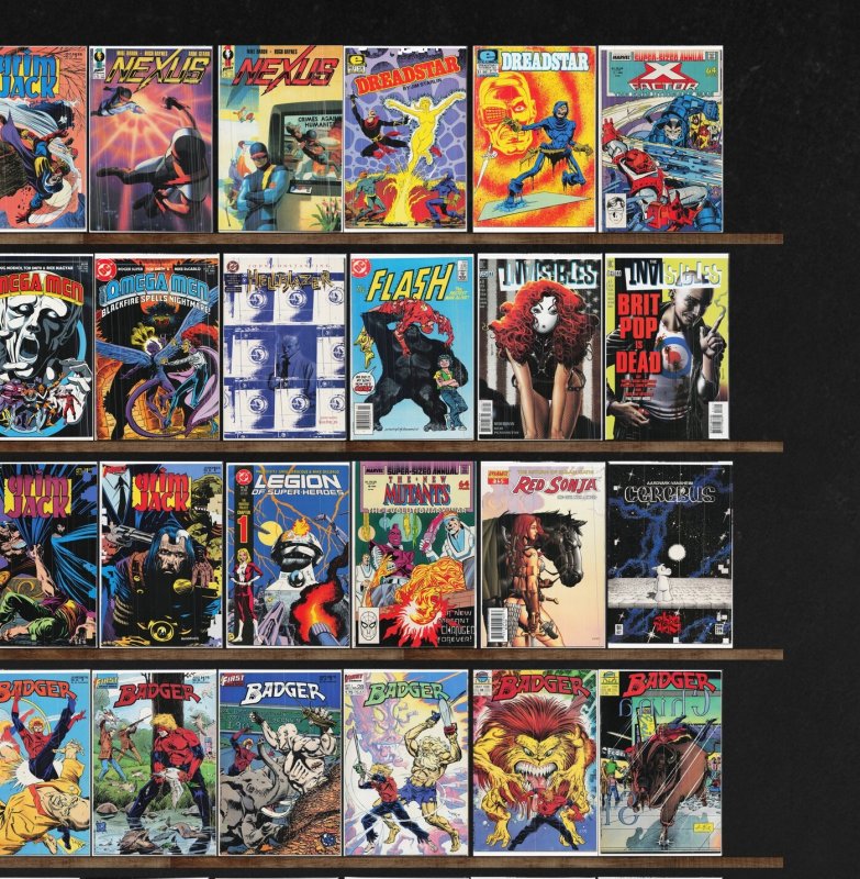 Huge Lot 140+ Comics with Badger, Legion Of Super Heroes, Nexus & More!