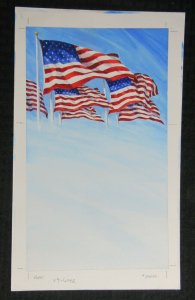 1997 CALENDAR Flying American Flags 9x14.5 Greeting Card Art #6042 w/ 1 Card