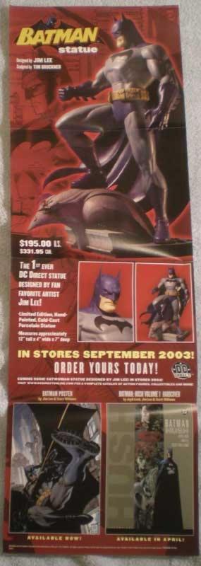 BATMAN STATUE Promo poster, Jim Lee, 17x22, 2003, Unused, more Promos in store