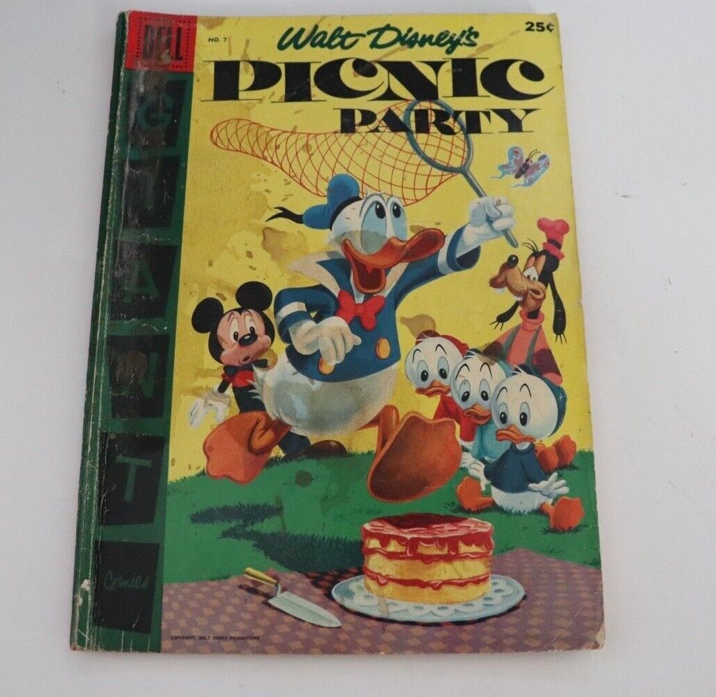 Walt Disneys Picnic Party 7 Dell Giant 1956 Butterfly Net Donald Duck