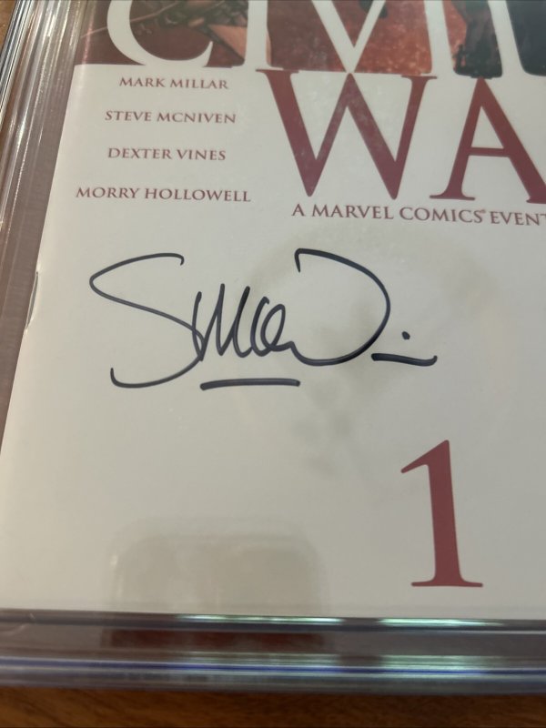 Civil War (2006) # 1 (CGC 9.8 SS) Signed & Sketched By Steve Mcniven