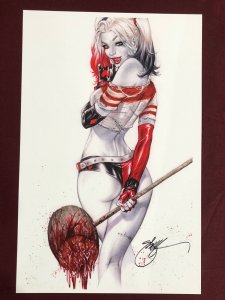 HARLEY QUINN POSTER 11X17NMSHPPDFLAT SIGNED EBAS BASALDUA BATMAN JOKER HAMMER