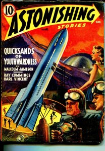 Astonishing Stories 10/1940-Popular Pubs-pulp thrills-retro rocket cover-FN