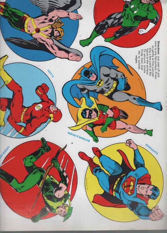 1974 DC Comics Super-Hero Stick-Ons Sheet  vf/nm 