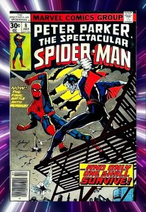 Spectacular Spider-Man #8 (1977) Newsstand Key Variant Morbius vs Peter! FN