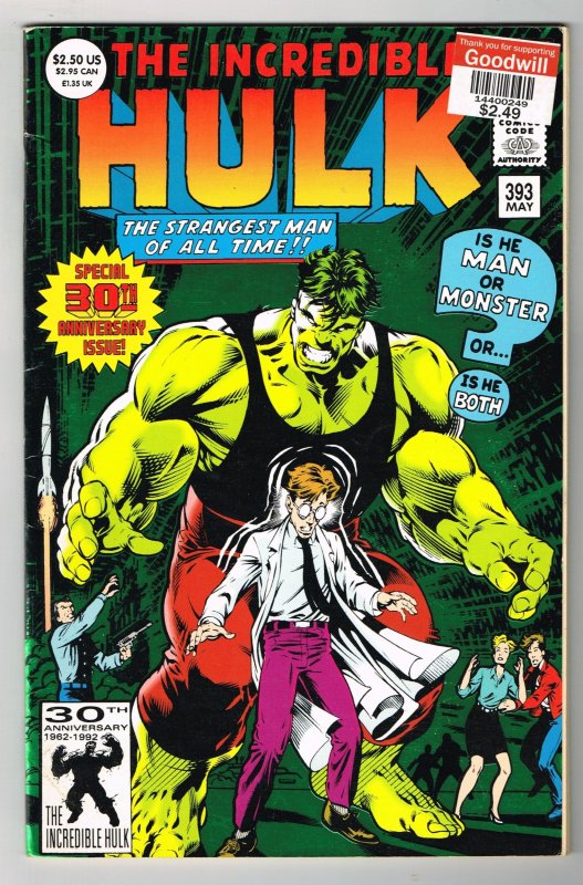 The Incredible Hulk #393 (1992) Foil Cover Special 30th Anniversary Marvel Comic