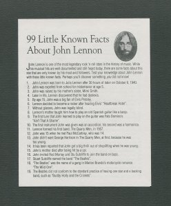 John Lennon Commemorative Stamp Sheet  1996