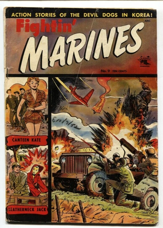 Fightin' Marines #9 Matt Baker Golden-Age 1952-St John-Canteen Kate-VG