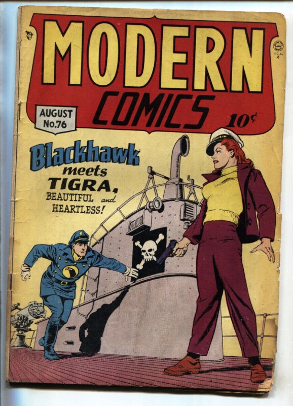 Modern Comics #76 1948- BLACKHAWK vs TIGRA- Torchy -comic book