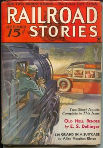 Railroad Stories 9/1934-Munsey-train & bus crash-pulp adventure & thrills-FN