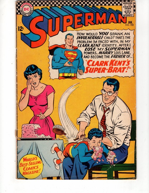 Superman #192  CLARK KENT'S SUPERBRAT! Spanking Cover / ID#702