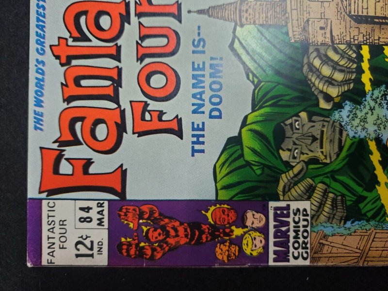 Fantastic Four #84 Classic Dr. Doom Cover Stan Lee Jack Kirby 1968 Marvel VF 