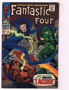Fantastic Four # 65 VG/FN Marvel Comic Book Human Torch Thing Dr Doom Silver J29