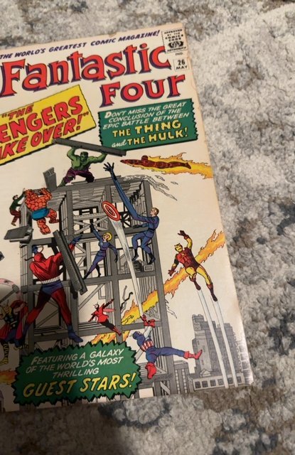Fantastic Four #26 (1964)Avengers/FF vs the hulk Nice Fn+ copy