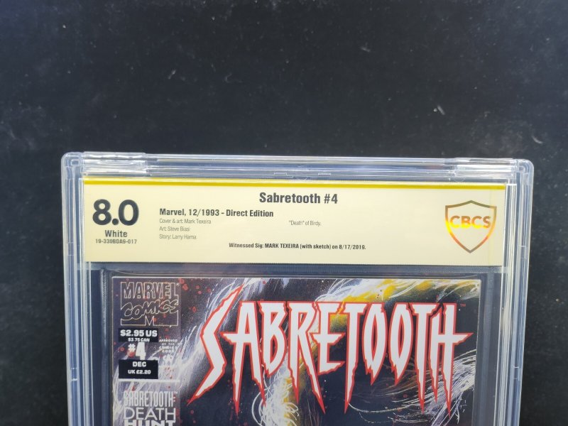 Sabretooth #4 - Death of Birdy / Signed Mark Texeira - CBCS 8.0 - 1993