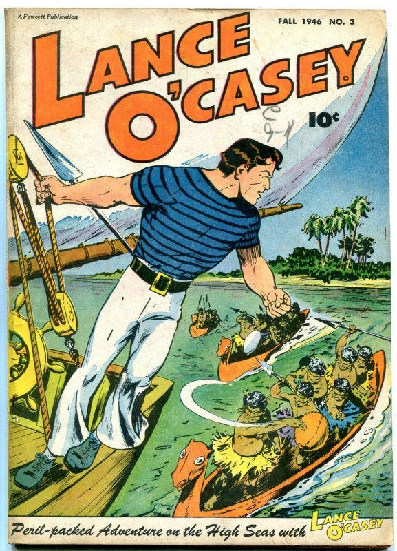 LANCE O'CASEY #3 1946-FAWCETT COMICS-NATIVES ATTACK CVR FN