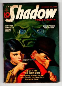 SHADOW 1937 Nov 15 -High Grade- STREET AND SMITH-RARE PULP FN+