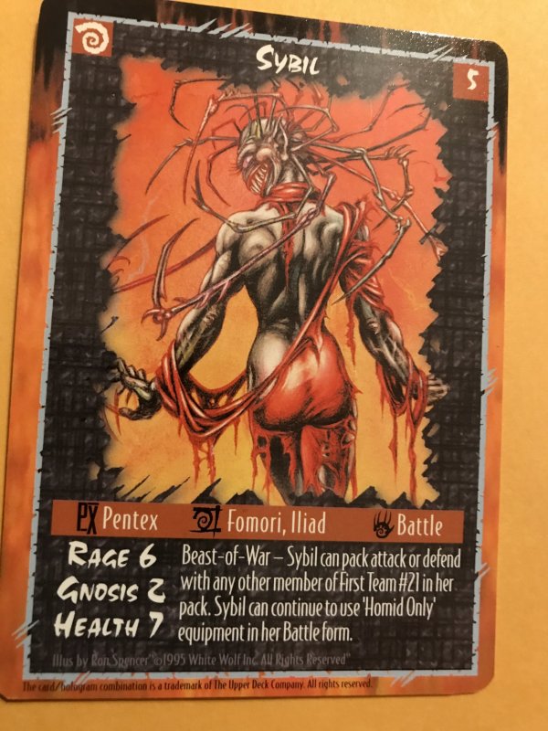 SYBIL : RAGE Werewolf THE WYRM Character CCG Card; White Wolf 1996 TCG; Pentex