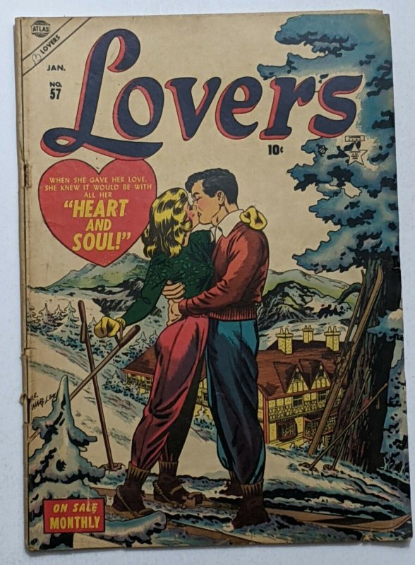 Lovers #57 (Jan 1954, Atlas) VG- 3.5 Al Hartley cover Joe Maneely Syd Shores art