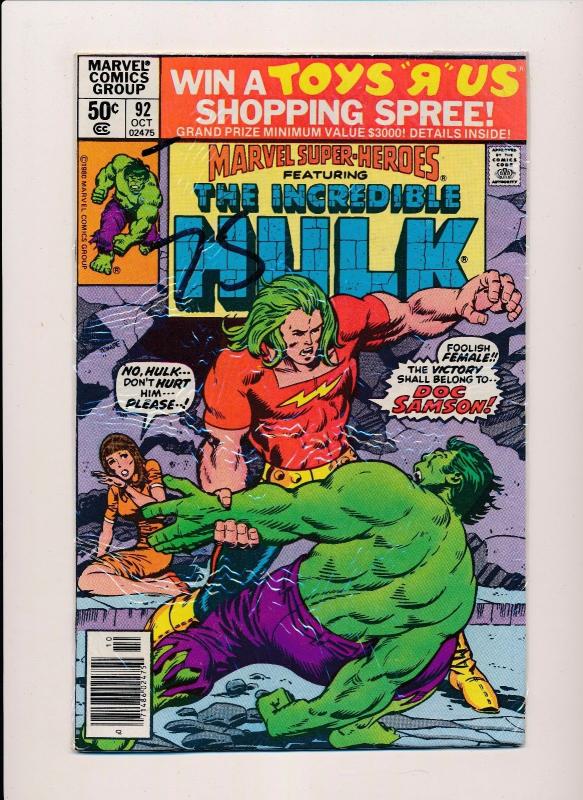 MARVEL Super Heroes ft. THE INCREDIBLE HULK #91/92/93 ~ VG (SRU577)