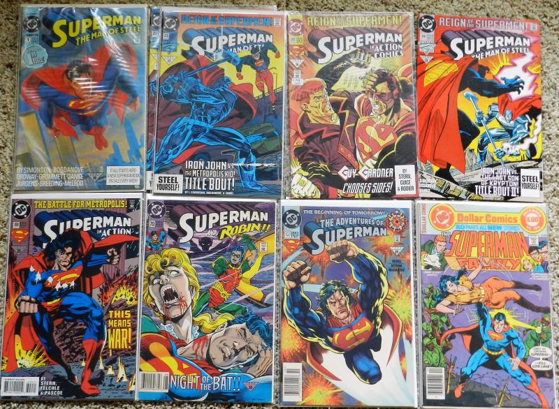 LOT OF 24 SUPERMAN 'THEMED MID-GRADE COMICS FROM THE 70s, 80s and 90s!!