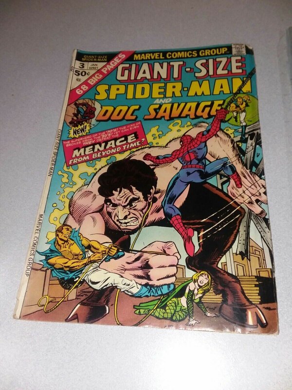 GIANT-SIZE SPIDER-MAN 3 1974 MARVEL COMICS DOC SAVAGE amazing bronze age classic