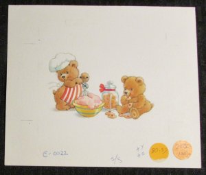 FROM KITCHEN OF Cute Teddy Bears Baking 7.5x6.25 Greeting Card Art #0022