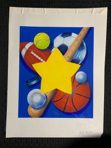 CALENDAR Football Baseball Soccer Golf Puck & Star 12x15 Greeting Card Art #8123