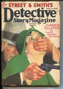 Detective Story 1/9/1932-Gun moll cover-Jungle Clutch-Leslie Gordon Baynard-P...