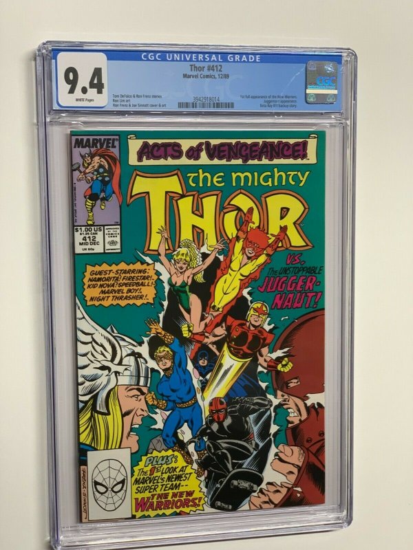 Thor 412 CGC 9.4 WP 1989 Marvel