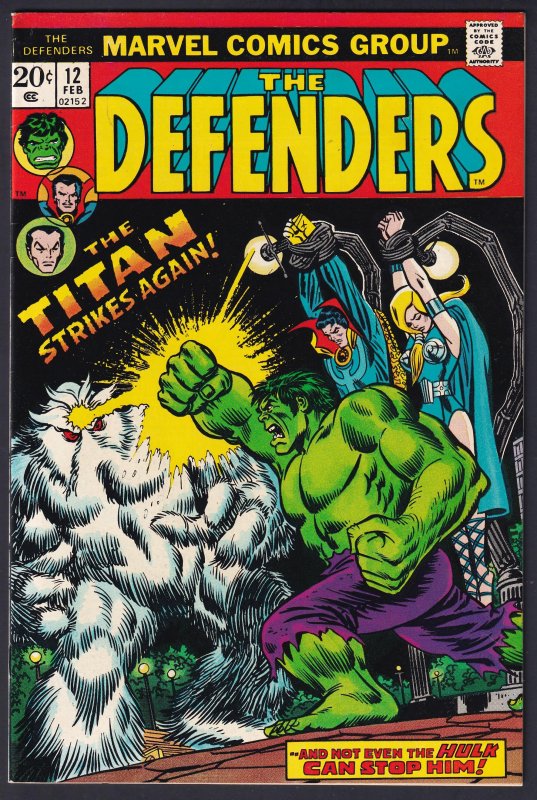 Defenders 12 (1974) VF Bronze Age Marvel Comics