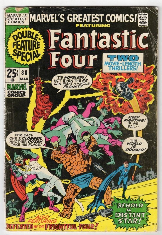 Marvel's Greatest Comics #30 VINTAGE 1971 Marvel Comics Fantastic Four 