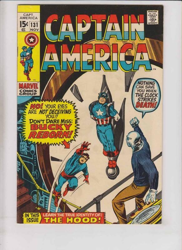 Captain America #131 VF- november 1970 - return of bucky?  stan lee - gene colan