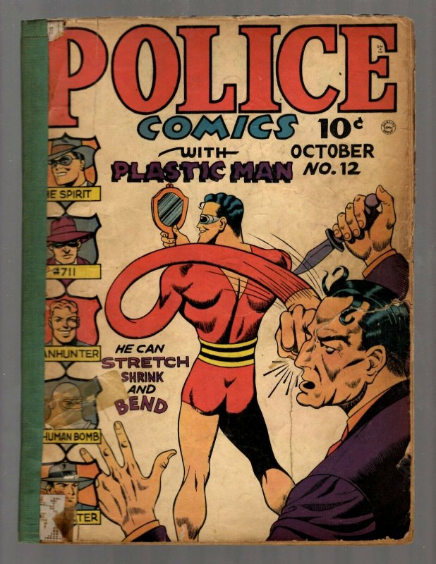 Police Comics # 12 GD 1942 Quality Comics Plastic Man Comic Book The Spirit NE5