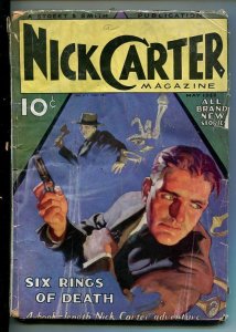 NICK CARTER-#3 MAY-1933-DETECTIVE PULP FICTION-SIX RINGS OF DEATH-good minus