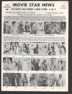 Movie Star News Mail Order Sales Catalog Supplement #W 1960's-Irving Klaw-8 x...