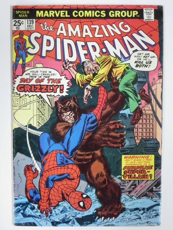 SPIDERMAN 139 VF Dec. 1974 Grizzly!