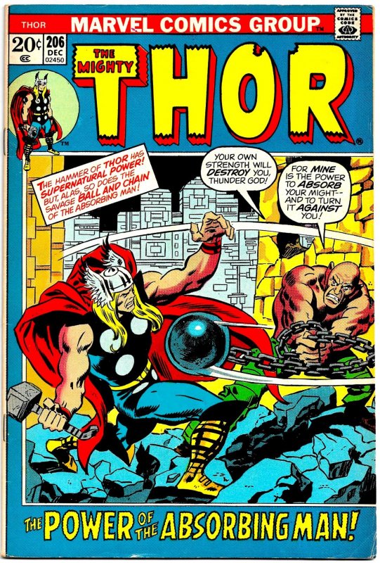 THOR #205 206 207 & 208 (1972-3) 7.0 FN/VF Mephisto! Absorbing Man! Buscema!