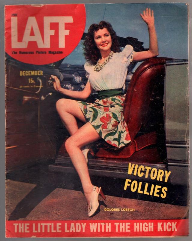 Laff 12/1945-Dolores Loesch pin-up cover-Miss Tarzan-spicy pix-swimsuits-VG