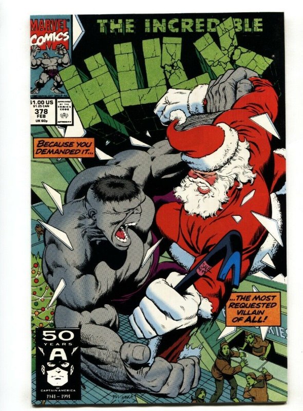 INCREDIBLE HULK #378-Hulk vs. Santa Claus-comic boom NM-