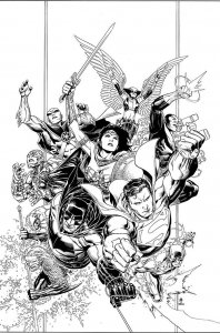 (2018) Justice League #1 Jim Chueng 1:100 Black & White Variant Cover