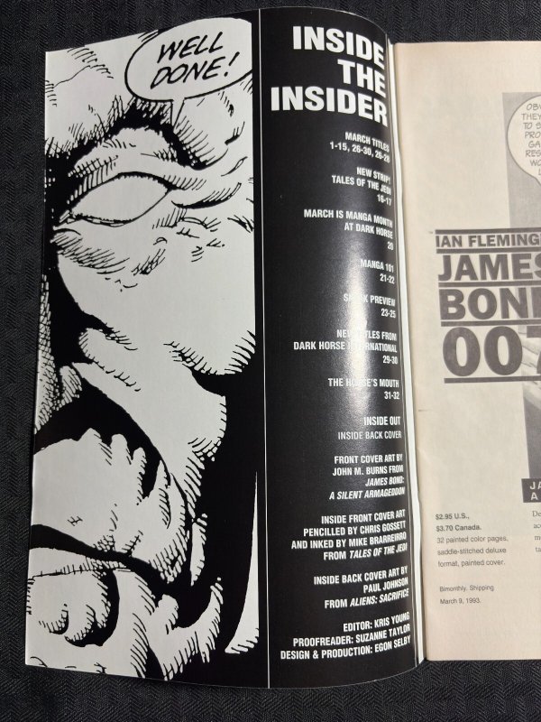 1993 DARK HORSE INSIDER Magazine #15 FN 6. Star Wars / James Bond 007